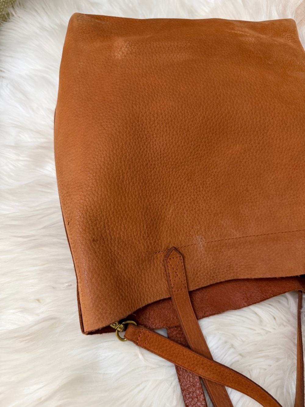 Madewell Cognac Leather Tote with Front Pocket - Picture 8 of 12